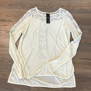 Free People Romance Lace Thin Long Sleeve Top